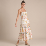 Pastel Print Tiered Maxi Dress - Image 2