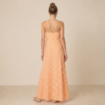 Orange Stripe Halter Neck Maxi Dress - Image 3