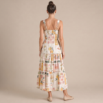 Pastel Print Tiered Maxi Dress - Image 3