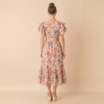 Floral V-Neck Tiered Midi Dress - Image 3