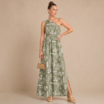Sage Green Printed Maxi Dress