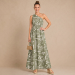 Sage Green Printed Maxi Dress - Image 2