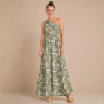 Sage Green Printed Maxi Dress - Image 4