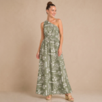 Sage Green Printed Maxi Dress - Image 5