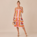 Rainbow Crochet Tiered Midi Dress - Image 2