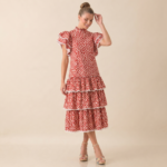 Polka Dot Ruffle Tiered Midi Dress - Image 3