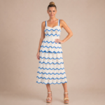 Blue Wave Knit Tiered Midi Dress - Image 4