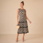 Monochrome Crochet Midi Dress - Image 2