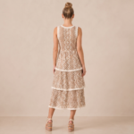 Natural Crochet Tiered Midi Dress - Image 3
