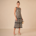 Monochrome Crochet Midi Dress - Image 3