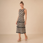 Monochrome Crochet Midi Dress - Image 4