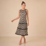 Monochrome Crochet Midi Dress - Image 5