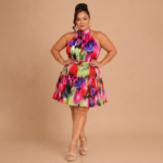 Sunset Splash Halter Mini Dress
