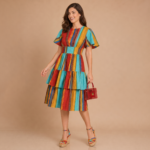 Sunset Fiesta Tiered Midi Dress - Image 3