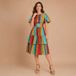 Sunset Fiesta Tiered Midi Dress