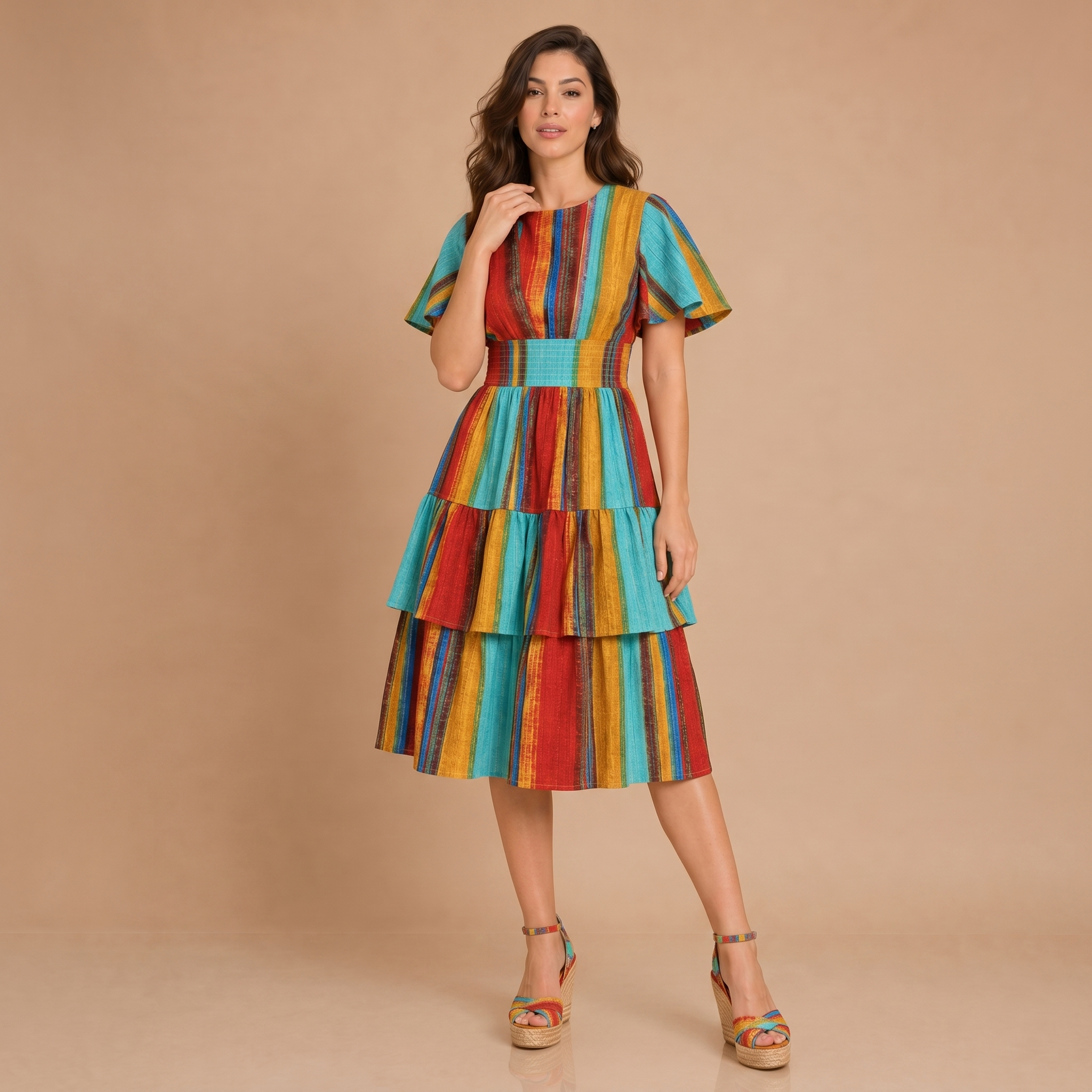 Modelia-2026-05-14-450953-repose (1) Sunset Fiesta Tiered Midi Dress - Image 1