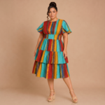 Sunset Fiesta Tiered Midi Dress - Image 2
