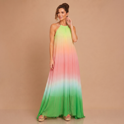 Aurora Mist Halter Maxi Dress