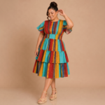 Sunset Fiesta Tiered Midi Dress - Image 4
