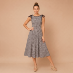 Check Tie-Shoulder Midi Dress