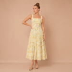 Lemon Blossom Tiered Midi Dress - Image 2