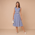 Harbor Stripe Belted Midi Dress - Image 2