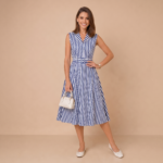 Harbor Stripe Belted Midi Dress - Image 3