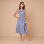 Harbor Stripe Belted Midi Dress - Image 4