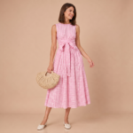 Blush Garden Tie-Waist Midi Dress - Image 2