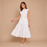 Graceful White Ruffle Midi Dress - Image 2