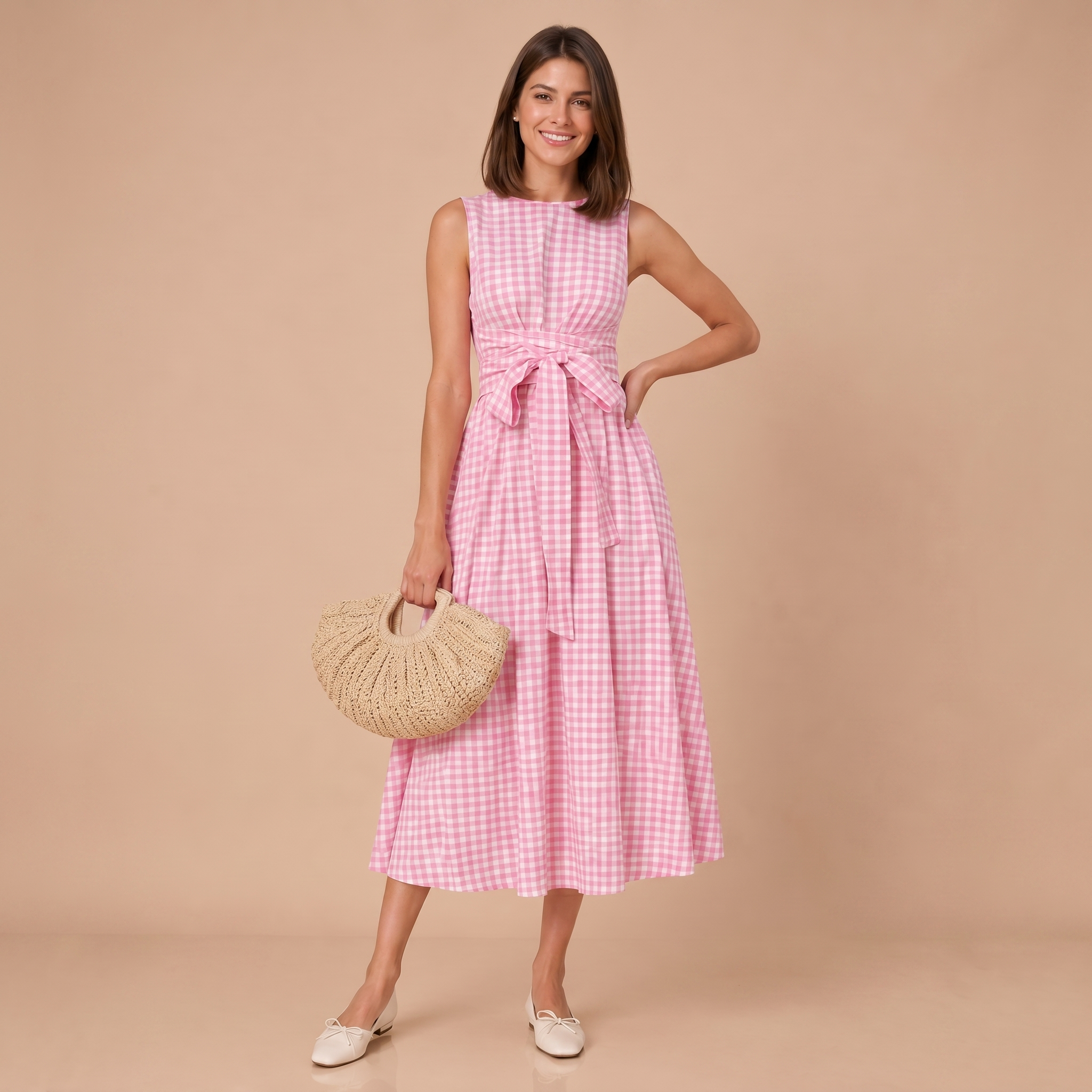 Modelia-2026-05-23-464528-repose Blush Garden Tie-Waist Midi Dress - Image 1