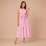 Blush Garden Tie-Waist Midi Dress - Image 4