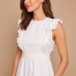 Graceful White Ruffle Midi Dress - Image 3