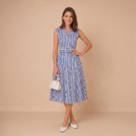 Harbor Stripe Belted Midi Dress