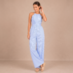 Ava Stripe Halter Jumpsuit - Image 3