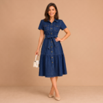 Coastal Charm Denim Midi Dress - Image 2