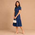 Coastal Charm Denim Midi Dress - Image 3