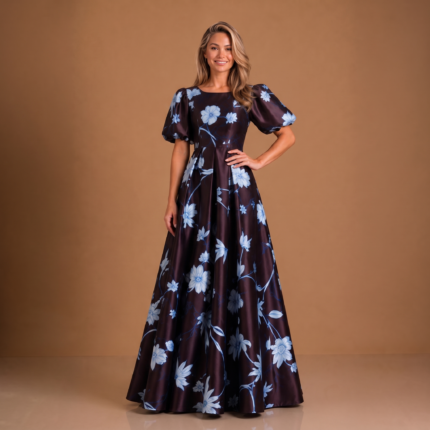 Valentina Midnight Round Neck Gown